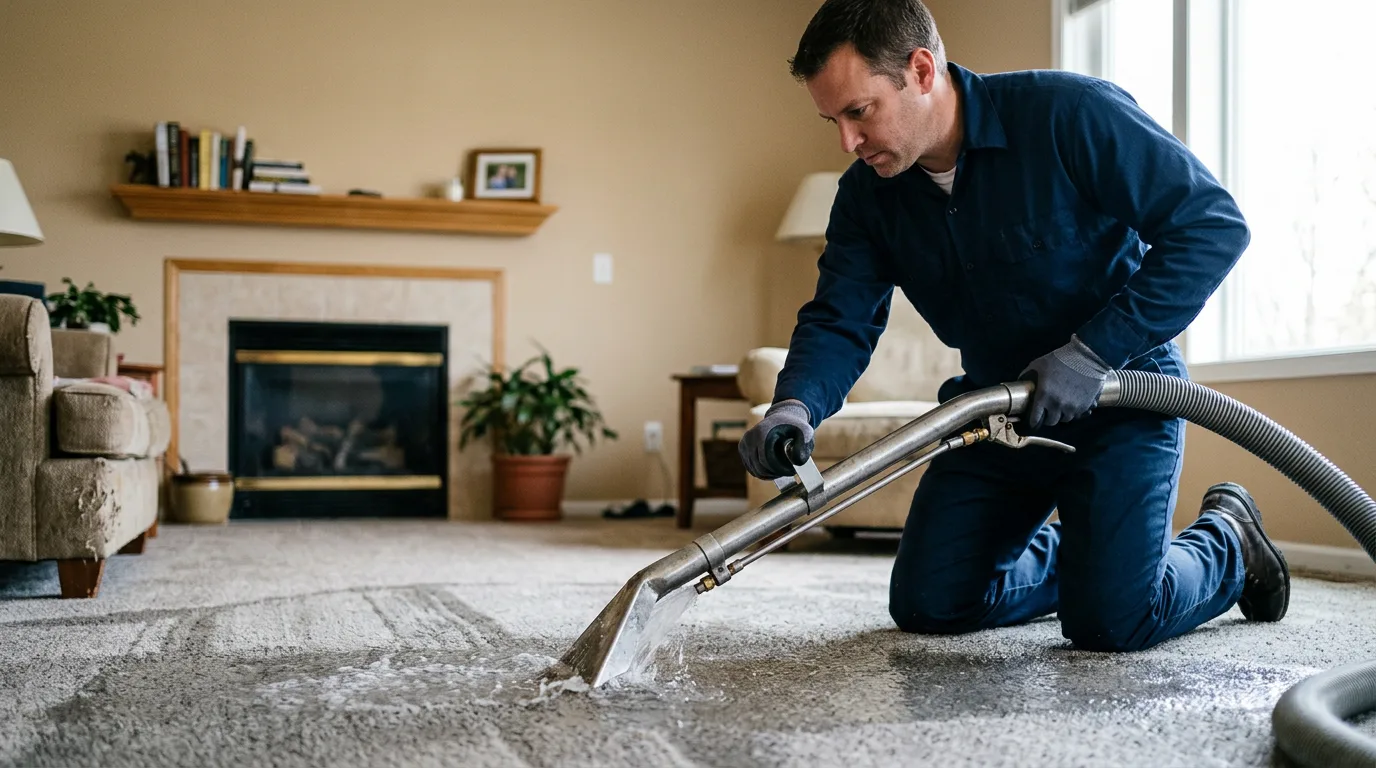 Water damage restoration technician working near Fairbank, PA